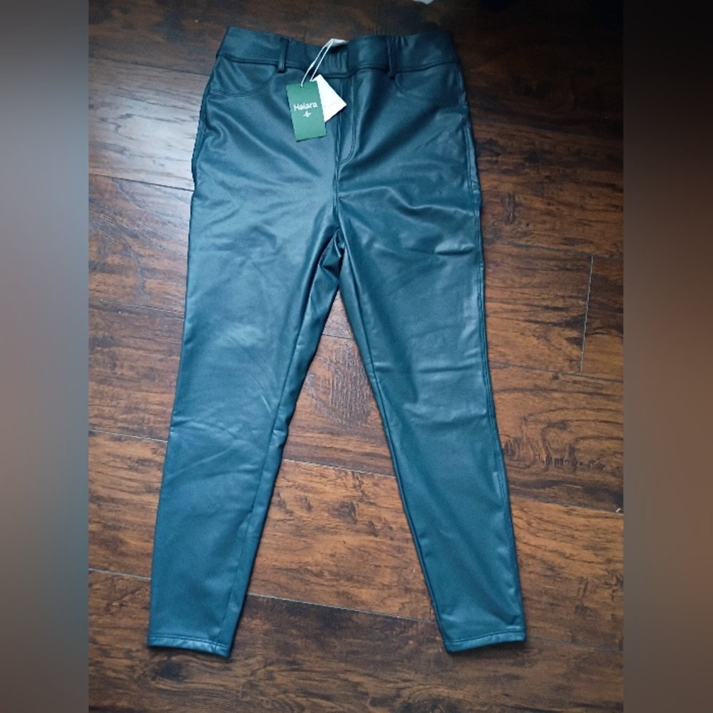 HALARA Teal Faux Leather Jeggings
